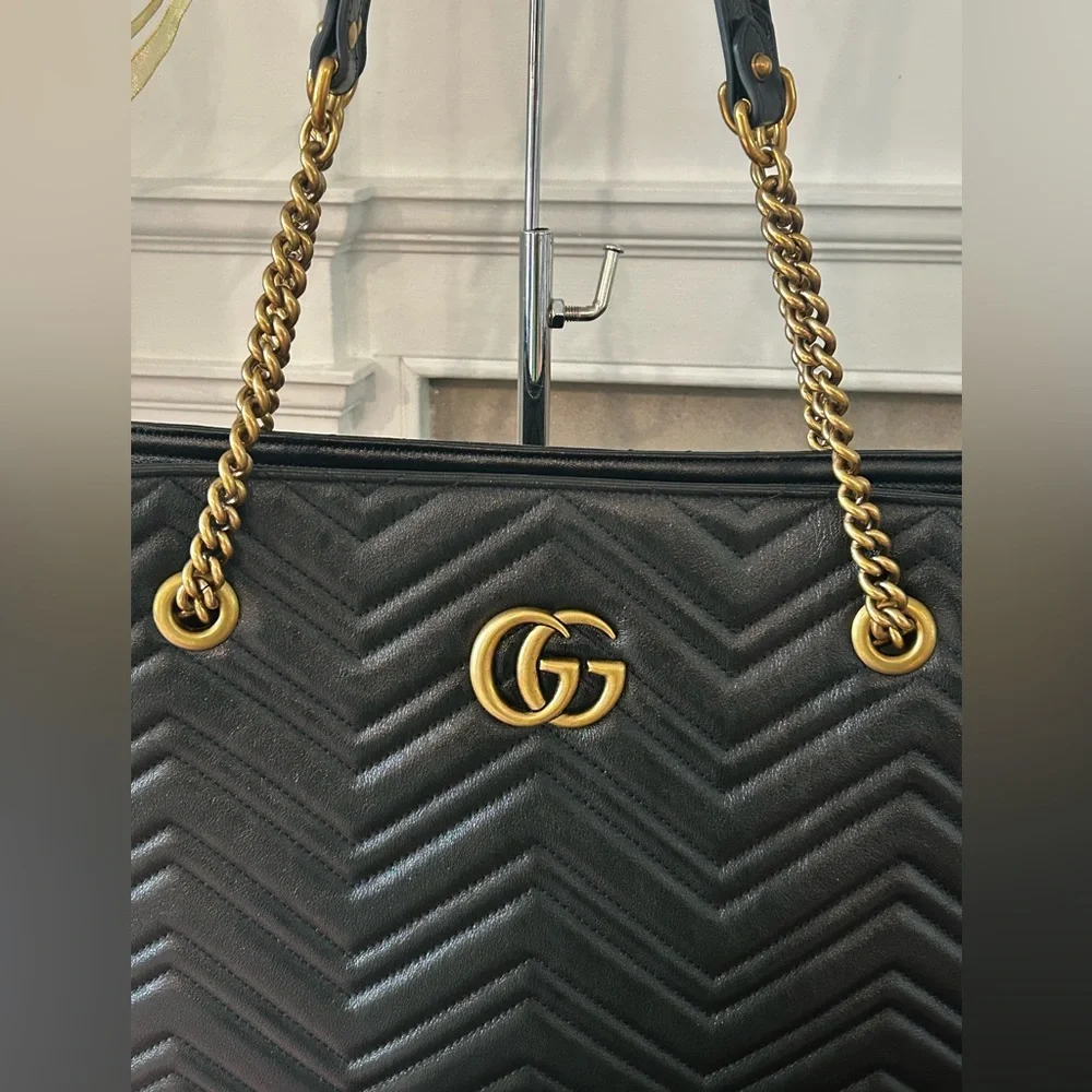 GUCCI GG Marmont Zip Tote Matelasse Leather EUC - Picture 2 of 15